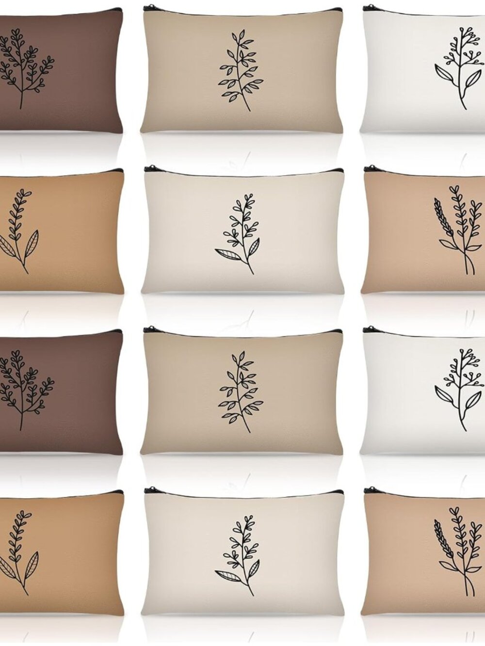 12 Pcs Boho Floral Makeup Bags Canvas Cosmetic Bags Bulk 9 x 6 Inches Pencil Pou